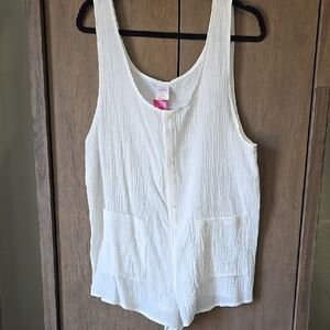 Xhilaration White Ribbed Tank Jumpsuit